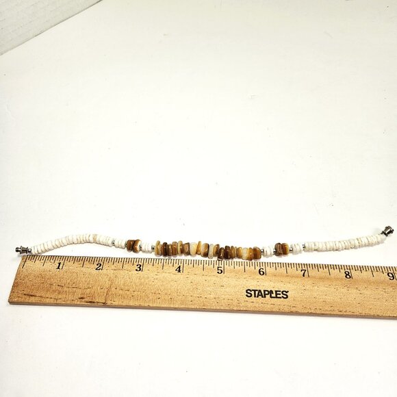 VTG Hawaiian Heishi Puka Shell & Yellow Opal Bracelet/Anklet With Twist Closure - Picture 3 of 6